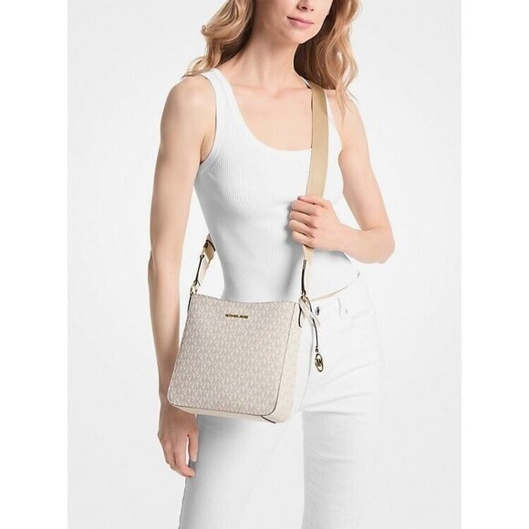 New Michael Kors Jet Set Travel Small Logo Messenger Bag Light Cream Multi - Picture 4 of 4